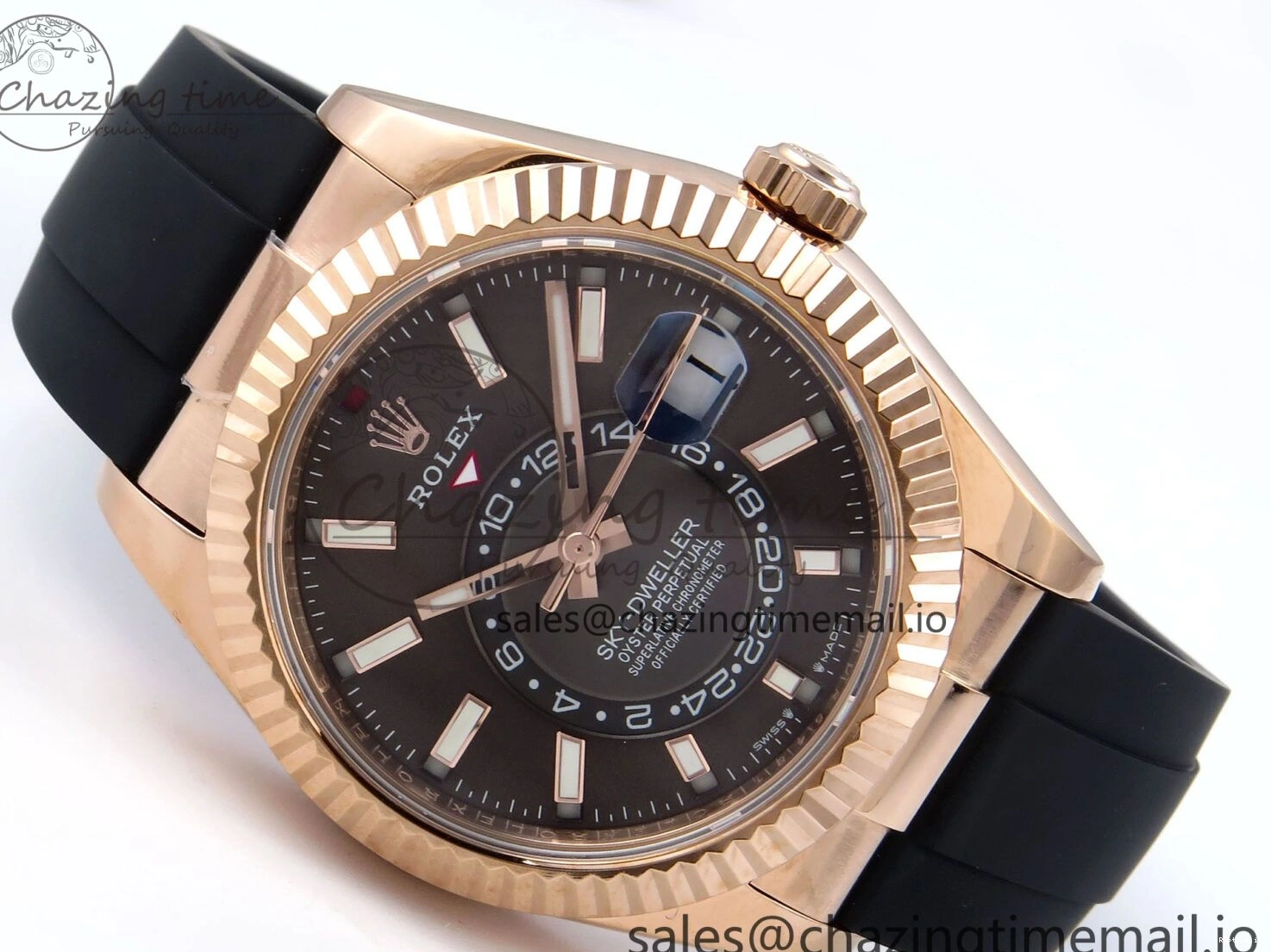 0104 Sky-Dweller 336235 RG ZF 1:1 Best Edition Gray Dial on Oysterflex Strap A23J (Gain Weight) SportInspired 908